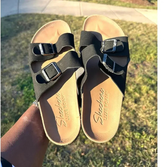 Skechers Relax‎ Fit Luxe Foam Comfort Sandals Size 9 Black - Picture 5 of 10